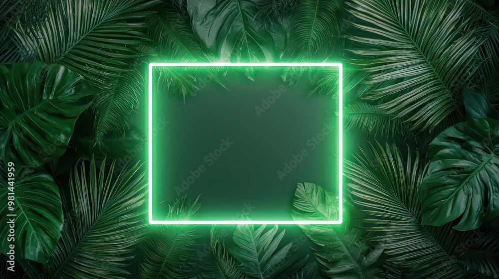 Poster A green background with a neon green square in the middle. The square is empty and has no writing