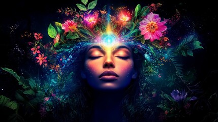 Gaia in Rave: Vines, Flowers, Light, and Chakra Elements