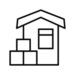 industrial line icon, warehouse icon vector