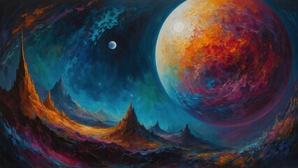 beautiful night sky with stars and moon