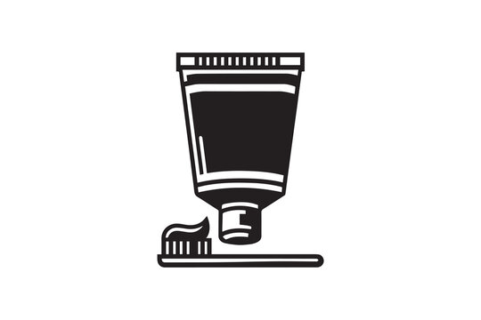 black toothpaste tube and toothbrush clip art preview