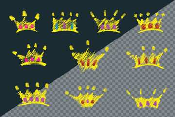 crown with chalk or crayon texture in vector