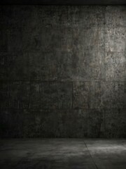 Grunge wall with dark grey stone textures and concrete background.