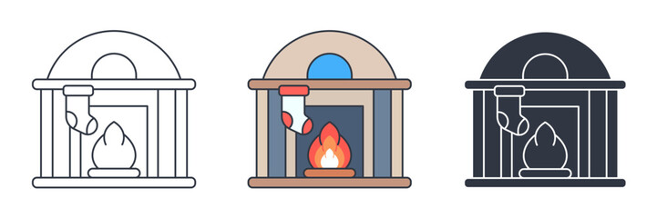Fireplace with stockings Christmas icon symbol vector illustration isolated on white background