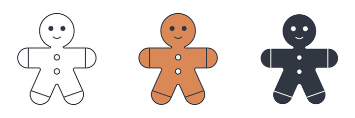Gingerbread man icon symbol vector illustration isolated on white background