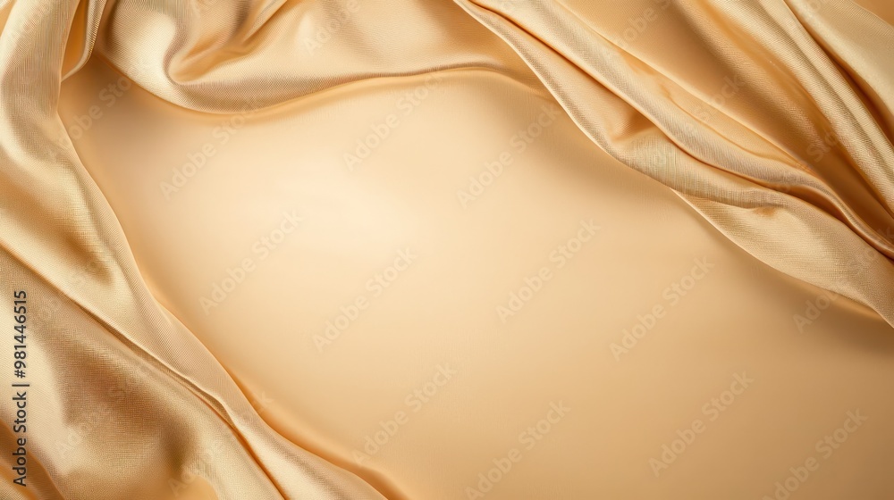 Aufkleber A gold fabric with a pattern is draped over a table. The fabric is folded and draped in a way that creates a sense of movement and flow. The image evokes a feeling of luxury and elegance