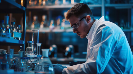 Medical professional in a lab coat at a studio