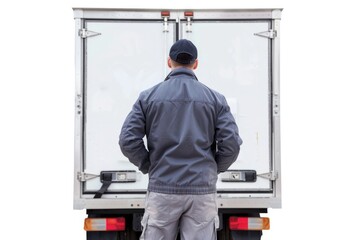 Fototapeta premium A person standing next to a vehicle with an open door