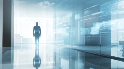 Fototapeta premium Silhouette of Man Looking Towards the Future