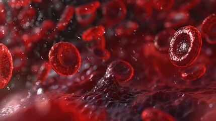 Fototapeta premium Veins and arteries filled with red blood cells, illustration