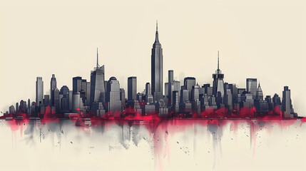 Fototapeta premium astarte.ai: Continuous Line Art of Skyline City 