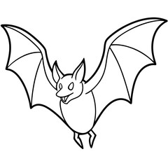 Vampire Bat in Flight with Extended Wings and Visible Fangs – Vector Art