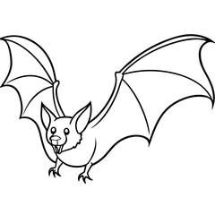 Vampire Bat in Flight with Extended Wings and Visible Fangs – Vector Art