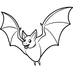 Vampire Bat in Flight with Extended Wings and Visible Fangs – Vector Art