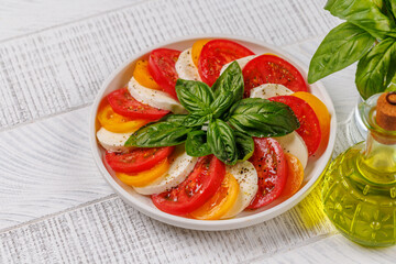 A vibrant and appetizing display of Caprese antipasti