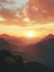Obraz premium Dawn's First Light Over Majestic Mountains