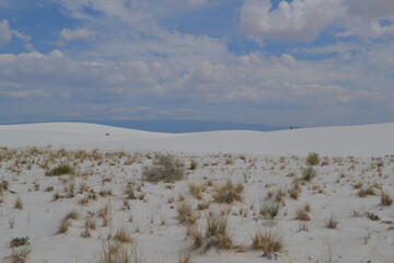 White Sands Desert Landscape with Dramatic Cloudy Sky, new Mexico