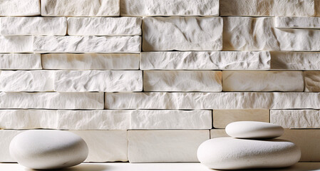 Modern Textured Stone Wall with Smooth Pebbles in Minimalist Home Interior