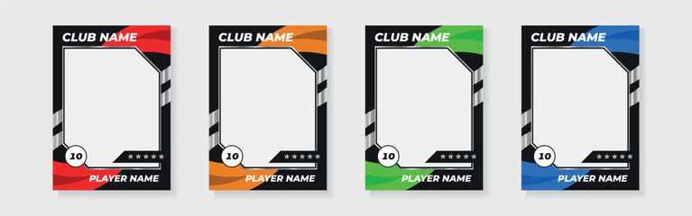 trading card template design for sports, picture frame for player performance, photo frame or border collection for hockey, basketball and football player, sports flyer design, template eps 10.