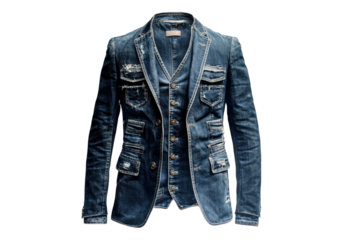 Denim suit. Transparent background, Isolated PNG.