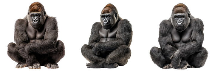 Obraz premium Set of A gorilla isolated on transparent background