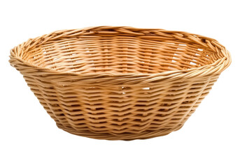 Fototapeta premium Empty wooden fruit or bread basket. Transparent background, Isolated PNG.