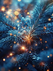 Fototapeta premium Festive Christmas Tree with Snowflakes