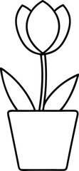 Tulip in a Small Pot Vector Illustration Perfect for Kids Coloring
