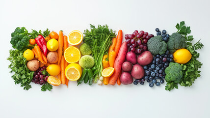 新鮮野菜と果物のレインボー