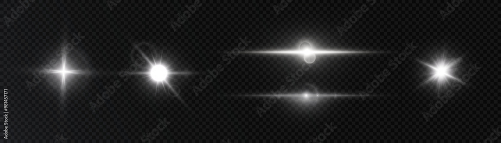 Poster glowing bright light effects on transparent background. blurred vector glitter collection. explosive