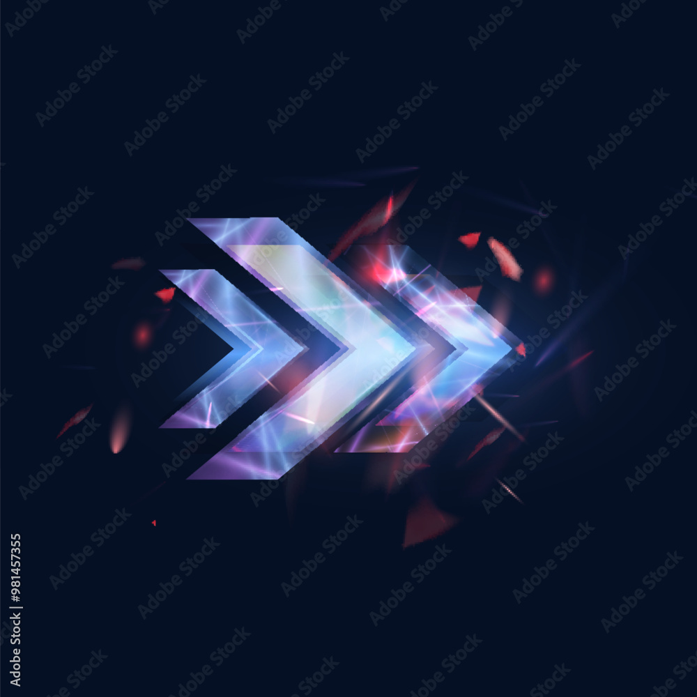 Fototapete light effect of high-speed movement of light high-speed arrow of blue glow. dynamic movement of high