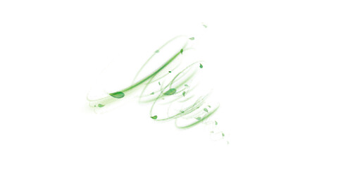 Green air swirl effect with flying mint, tea leaves isolated on white background, vector realistic illustration for advertising design of pharma and food industry.