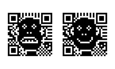 QR code with a face. Vector illustration on the topic of digitalization and digital identification technologies.