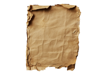 Grunge paper piece. Transparent background, Isolated PNG.
