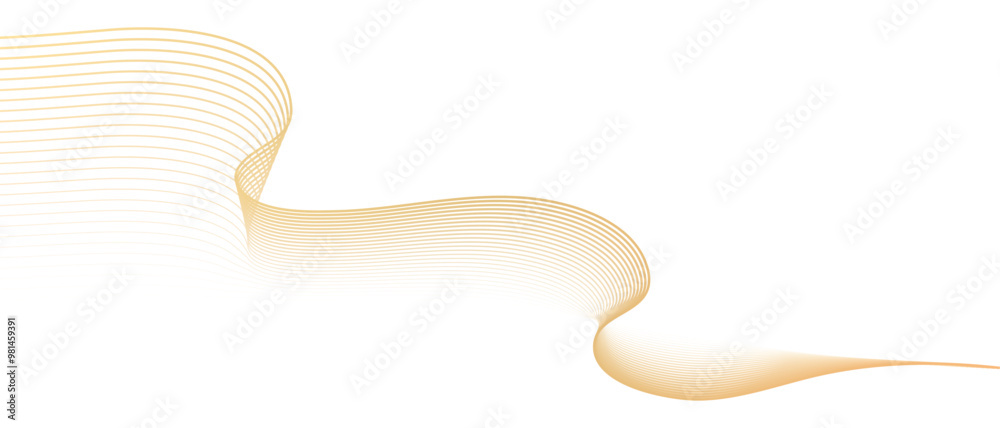 Aufkleber Abstract geometric vector curve lines shape in premium gold color isolated on transtransparent background. Dinamic flowing gold gradient wave pattern. Vector ll