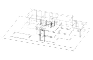 Modern building architectural sketch