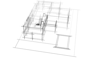 Modern building architectural sketch