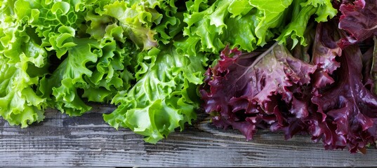 Fototapeta premium Vibrant and fresh salad brimming with colors, artfully arranged on a rustic wooden table surface