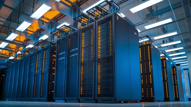 Data Center Server Units with Flickering Light Indicators for High Bandwidth