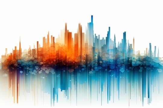 Isolated histogram with increasing graph on white background for clear visualization