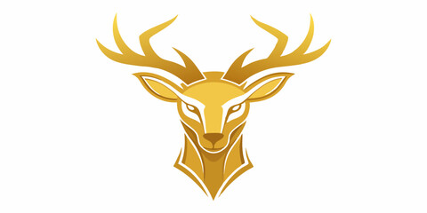 deer head vector, gold deer head logo , Christmas deer ,on a white background