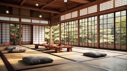 Obraz premium Exploring japanese minimalism embracing natural elements and simplicity in interior design
