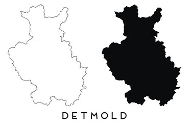 Obraz premium Detmold map outline and black silhouette vector
