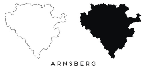 Arnsberg map outline and black silhouette vector