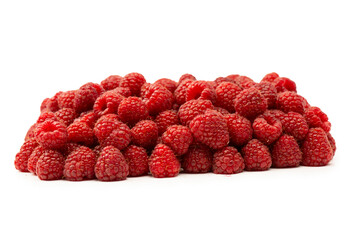 Tasty fresh raspberry isolated on a white background. Top view.