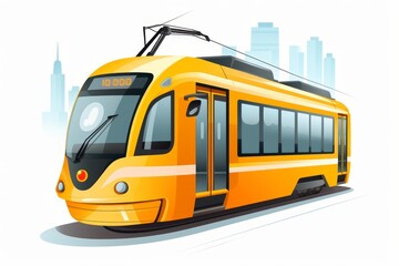 Fototapeta premium Sleek modern minimalist public transport an empty tram illustrating simple and clean design