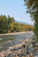 Chilliwack River during a summer season in Chilliwack, British Columbia, Canada