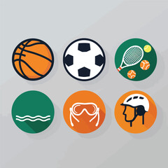 vector illustration hires with eps collection for sport equipment tools sport items and healthy food and tools 

