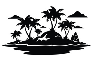 Islands black and white silhouette vector E.eps