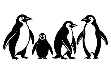 penguin vector,  silhouette  penguin, all different styles of penguin